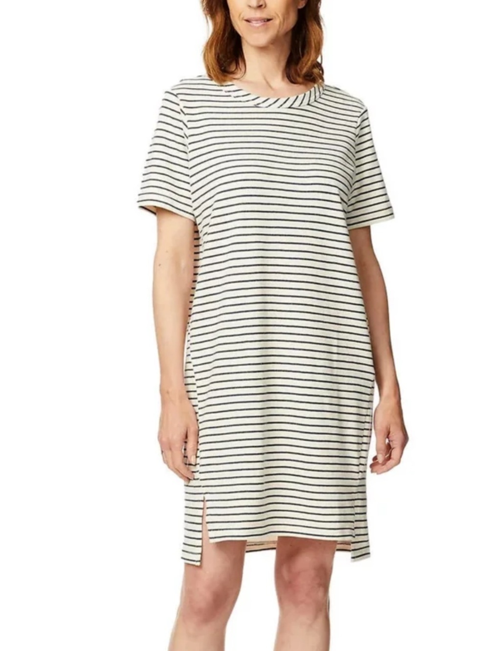 Buffalo David Bitton Striped Soft Cotton Blend Jersey T-shirt Mini Dress small